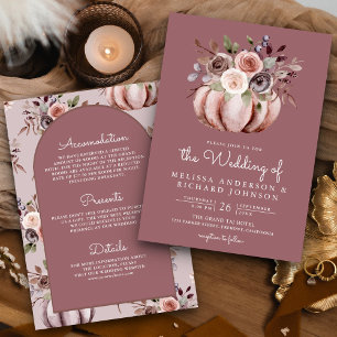 Invitation Mariage Bohème Chic Fleurs de Citrouille Tout en U