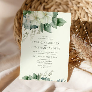 Invitation Mariage bohème chic floral botanique vert sauge ru
