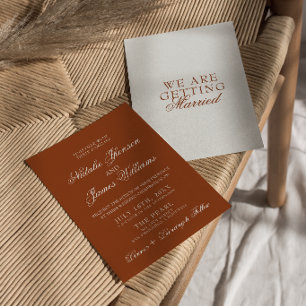 Invitation Mariage Bohème Chic Terracotta Orange Brûlé Élégan
