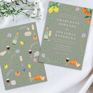 Invitation Mariage Bohème Citron & Vin Vert Sauge