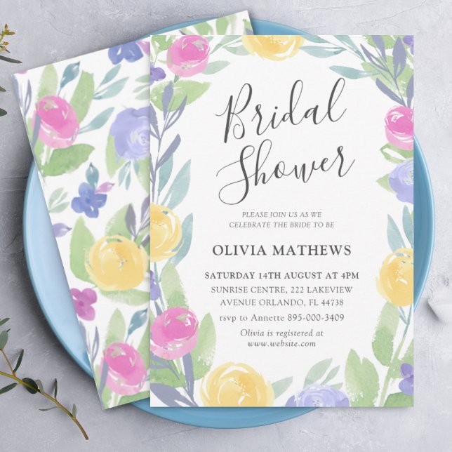 Invitation Mariage Bohème Coloré Fleurs Aquarelle (Créateur téléchargé)