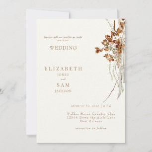 Invitation Mariage Bohème Crème Tombe Sans Parents