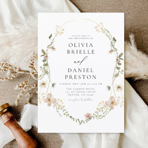 Invitation Mariage Bohème dans un Jardin de Fleurs Sauvages