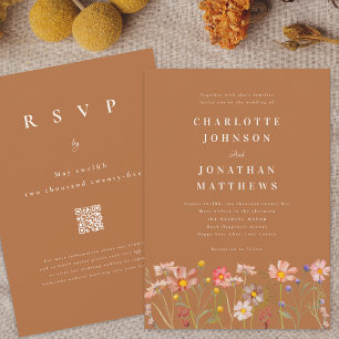 Invitation Mariage Bohème d'Automne aux Fleurs Sauvages
