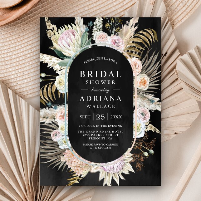 Invitation Mariage Bohème de Palmier Séché Fleurs de Pampas N (Créateur téléchargé)