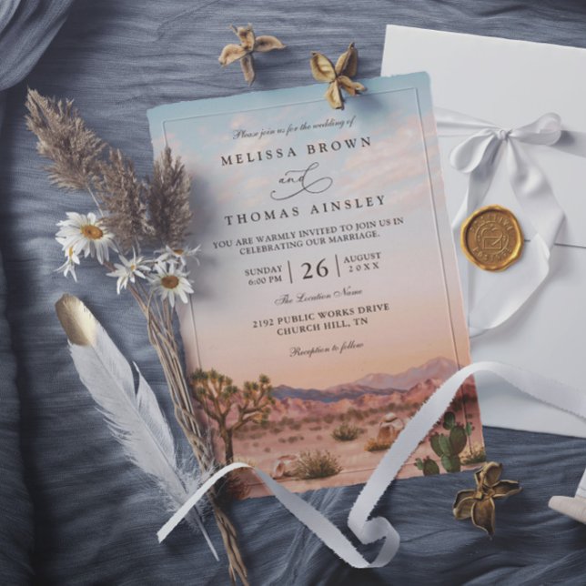 Invitation Mariage Bohème Désert Cactus Rustique Élégant Mode (Créateur téléchargé)