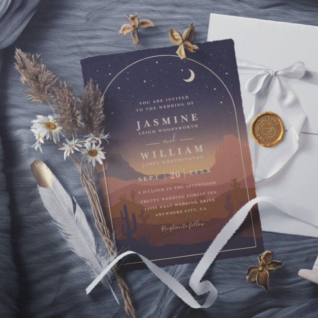 Invitation Mariage Bohème Désert Lune Rustique Élégant Modern (Créateur téléchargé)