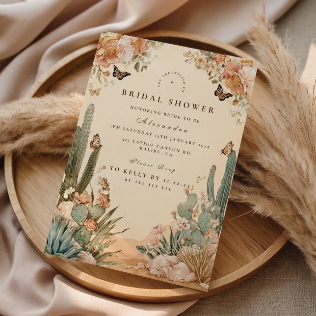 Invitation Mariage Bohème Désertique Cactus (Créateur téléchargé)
