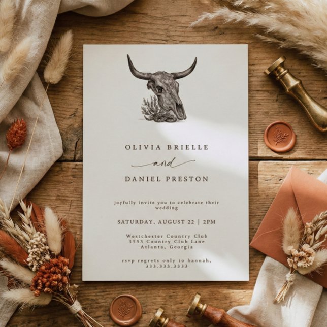 Invitation Mariage Bohème d'Herbe des Pampas Rustique Occiden (Créateur téléchargé)