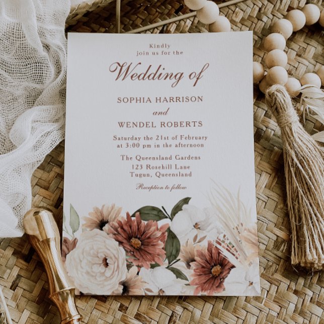 Invitation Mariage Bohème Élégant Intemporel (Créateur téléchargé)