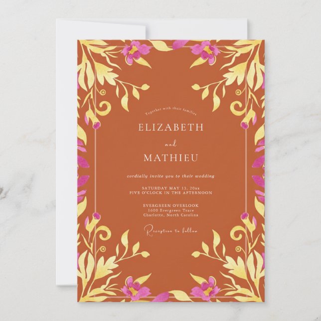 Invitation Mariage Bohème Élégant Terracotta (Devant)
