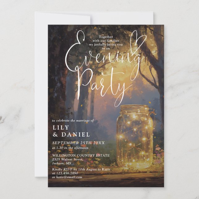 Invitation Mariage Bohème en Bocal de la Forêt de Soirée  (Devant)