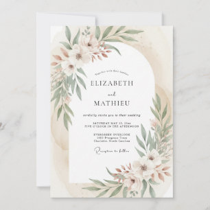 Invitation Mariage Bohème Éthéré Vert Sauge