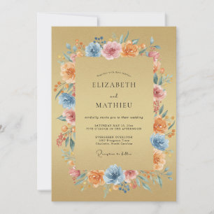 Invitation Mariage Bohème Fantaisiste en Or