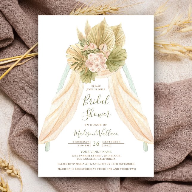 Invitation Mariage Bohème Fleur de Palmier Séché Arche Triang (Créateur téléchargé)