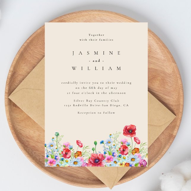 Invitation Mariage Bohème Fleur Sauvage (Créateur téléchargé)