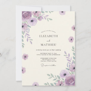 Invitation Mariage Bohème Fleur Sauvage Améthyste