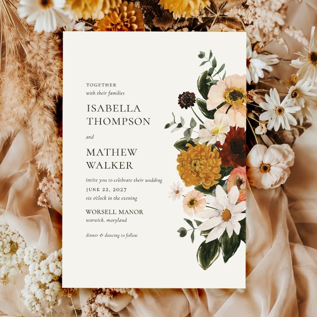 Invitation Mariage Bohème Fleur Sauvage d'Automne (Créateur téléchargé)