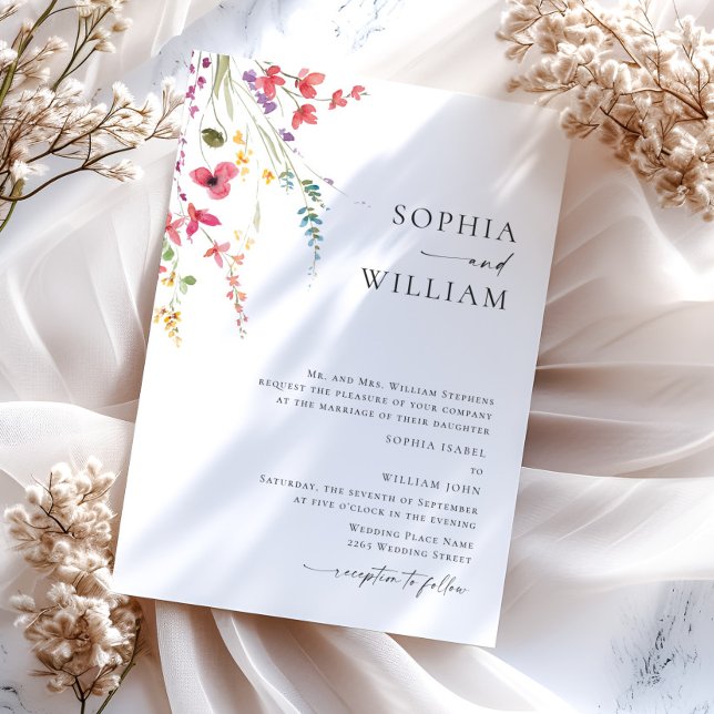 Invitation Mariage Bohème Fleur sauvage de Meadow (Créateur téléchargé)