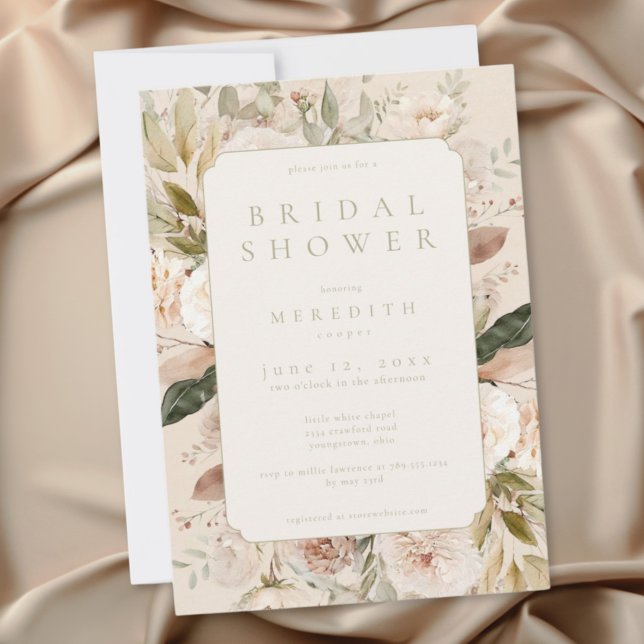 Invitation Mariage Bohème Fleurie Neutre (Boho Neutral Floral Bridal Shower Invitation)