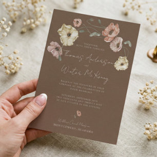 Invitation Mariage Bohème Fleurs Aquarelle Pavot d'Islande Po