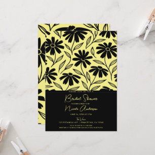 Invitation Mariage Bohème Fleurs d'Encre Noire Jaunes
