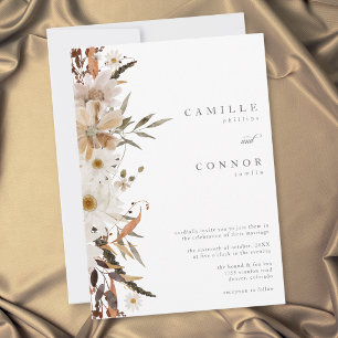 Invitation Mariage Bohème Floral Automnal Neutre Rustique