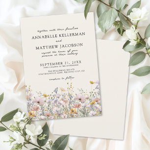 Invitation Mariage Bohème Floral Beige Fleur Sauvage