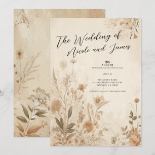 Invitation Mariage Bohème Floral Botanique Délicat Vintage 