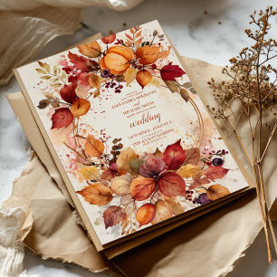Invitation Mariage Bohème Floral Citrouille Script