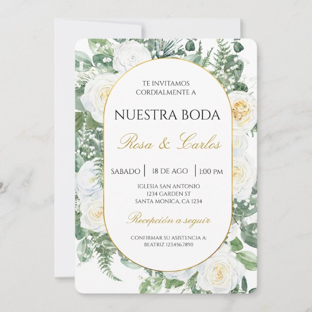 Invitation Mariage Bohème Floral de Printemps Espagnol (Devant)