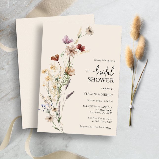Invitation Mariage Bohème Floral Élégant (Boho Floral Elegant Bridal Shower Invitation by Painted Paperie)