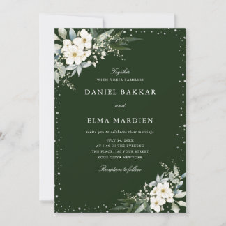 Invitation Mariage Bohème Floral Élégant Moderne Vert Sauge