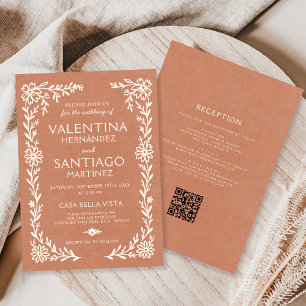 Invitation Mariage Bohème Floral en Terre Cuite de Talavera M