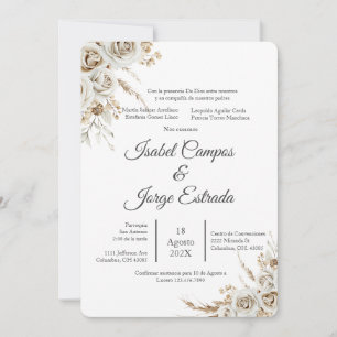 Invitation Mariage Bohème Floral Espagnol