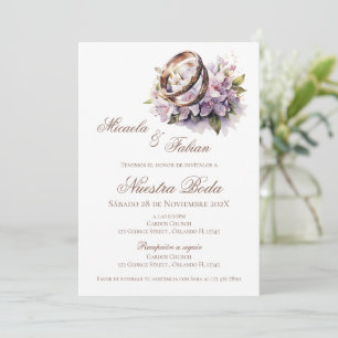 Invitation Mariage Bohème Floral Espagnol avec bague