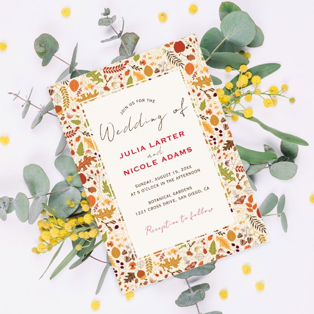 Invitation Mariage Bohème Floral Rustique Automne (Créateur téléchargé)
