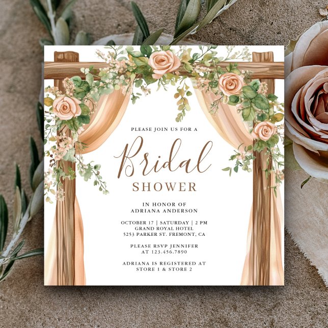 Invitation Mariage Bohème Floral Rustique sous une Arche en B (Créateur téléchargé)