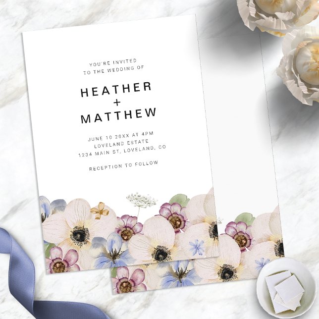 Invitation Mariage Bohème Floral Simple (Modern Floral Simple Boho Wedding Invitation by Painted Paperie
)