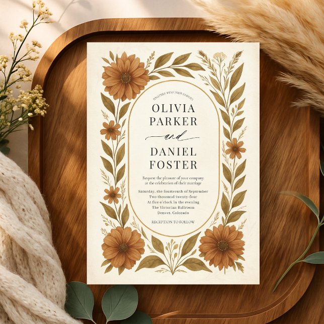 Invitation Mariage Bohème Floral Terracotta Rustique (Créateur téléchargé)
