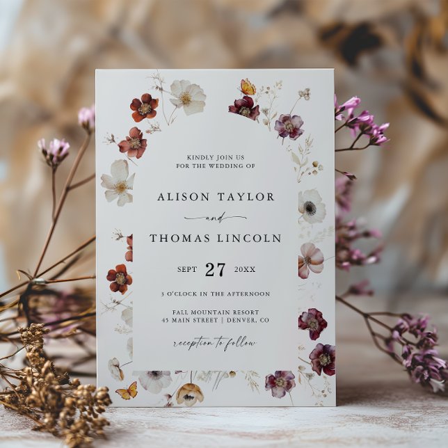 Invitation Mariage Bohème Florales d'Automne Arche  (Créateur téléchargé)