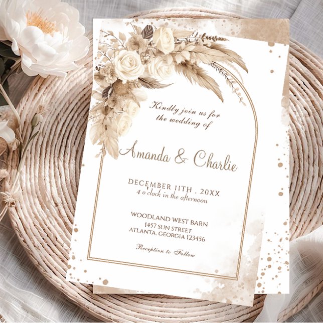 Invitation Mariage Bohème Herbe des Pampas  (Créateur téléchargé)