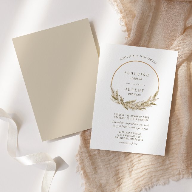 Invitation Mariage Bohème Hoop Herbe de Pampas (Créateur téléchargé)