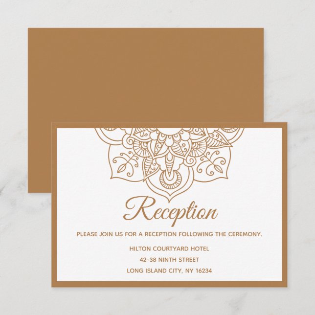 Invitation Mariage Bohème Indien Moderne Vintage Brun Mandala (Devant / Derrière)