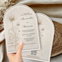 Mariage Bohème Ivory avec Arches de Pampas et QR C