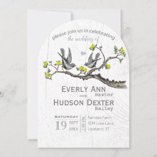 Invitation Mariage Bohème Jaune Illuminant et Gris Ultime