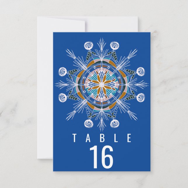 Invitation Mariage Bohème Mandala Assise Bleue (Devant)