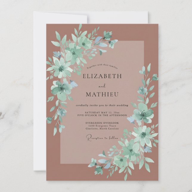 Invitation Mariage Bohème Mauve Assourdi (Devant)