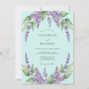 Invitation Mariage Bohème Menthe Wisteria Violet