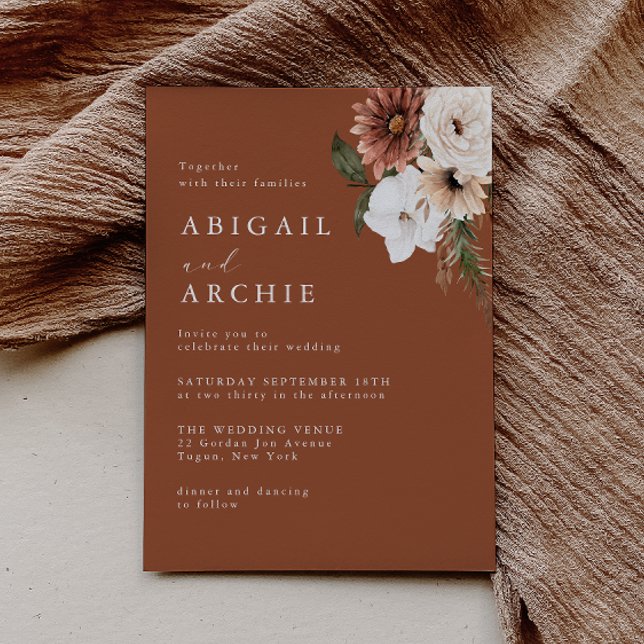Invitation Mariage Bohème Minimal Terracotta  (Créateur téléchargé)